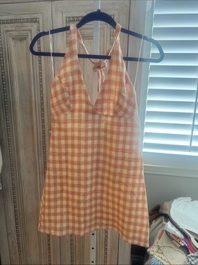 Zara Pink and Cream Gingham Mini Dress